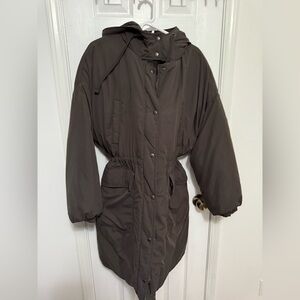 American Eagle Outfitters Gray/Brown Long Puffer Coat
